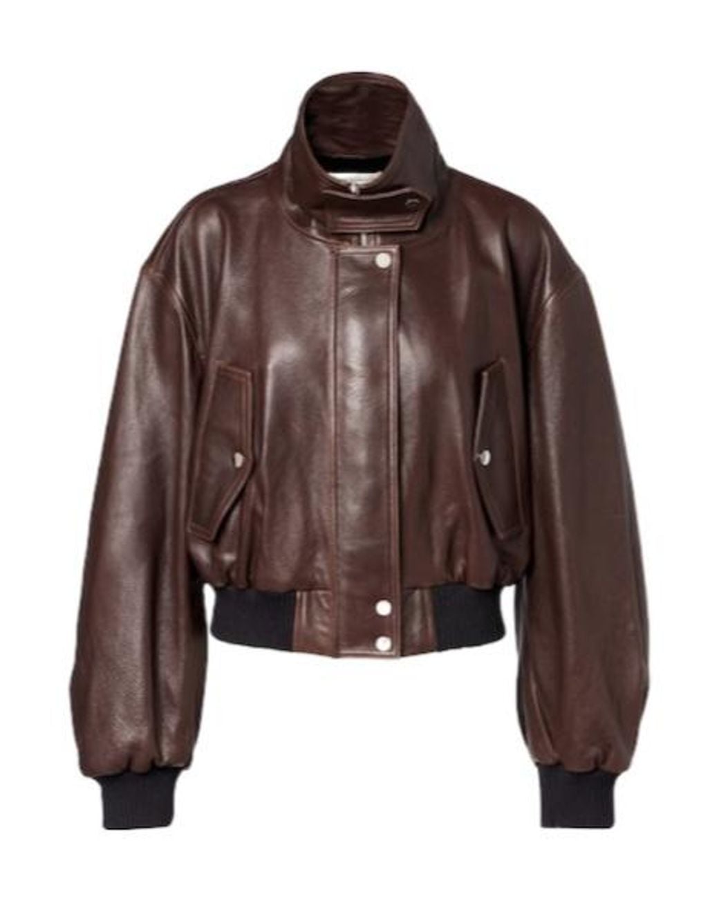Nour Hammour Brown Briar Leather Bomber Jacket