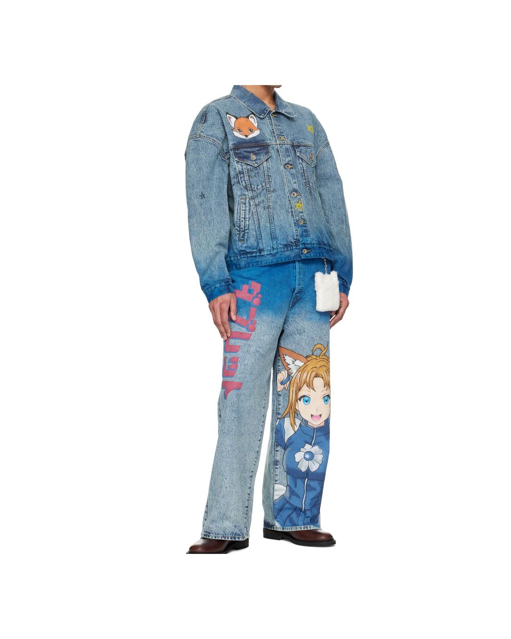 Doublet Blue Anime Hand-Printing Denim Jacket