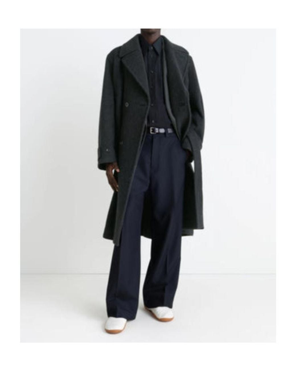 Lemaire Black Straight Hem Belted Coat for men