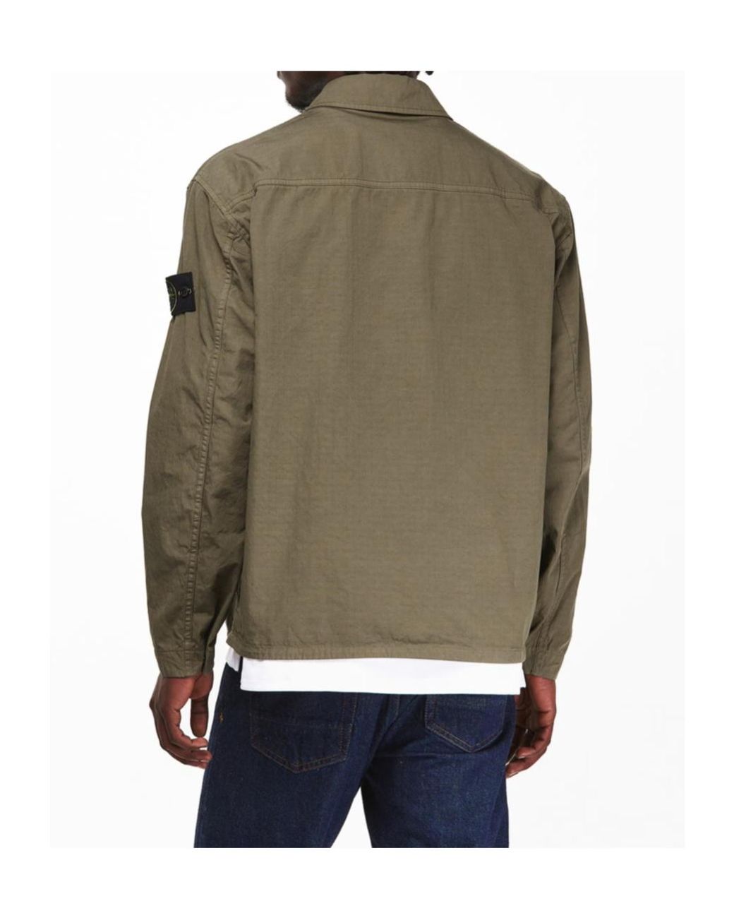 Stone Island Green Logo Zip Jacket for men