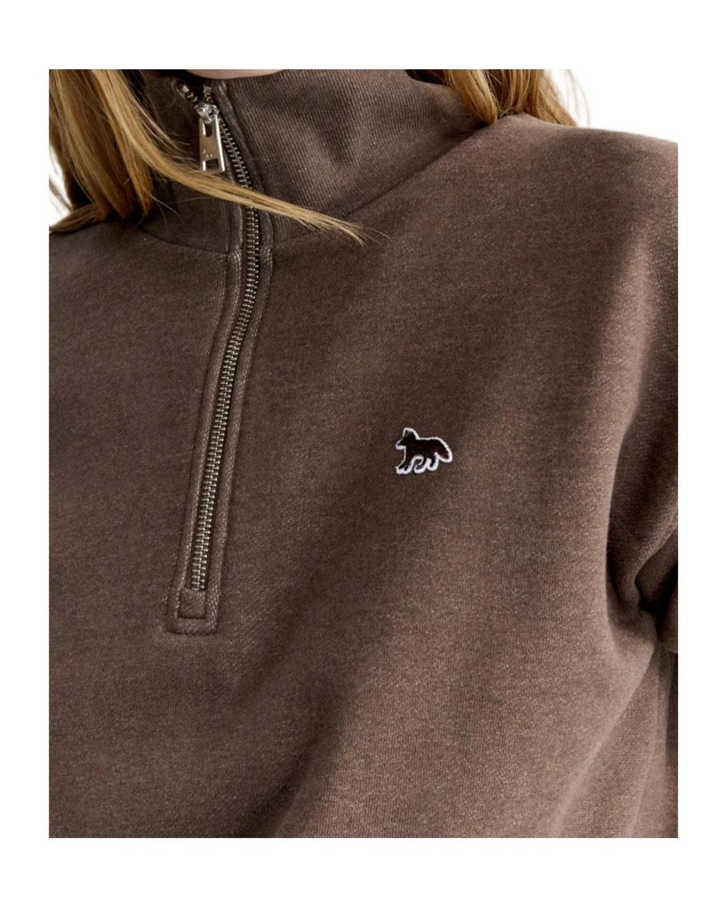 Maison Kitsuné Brown Maison Kitsuné Baby Fox Half Zip Sweatshirt