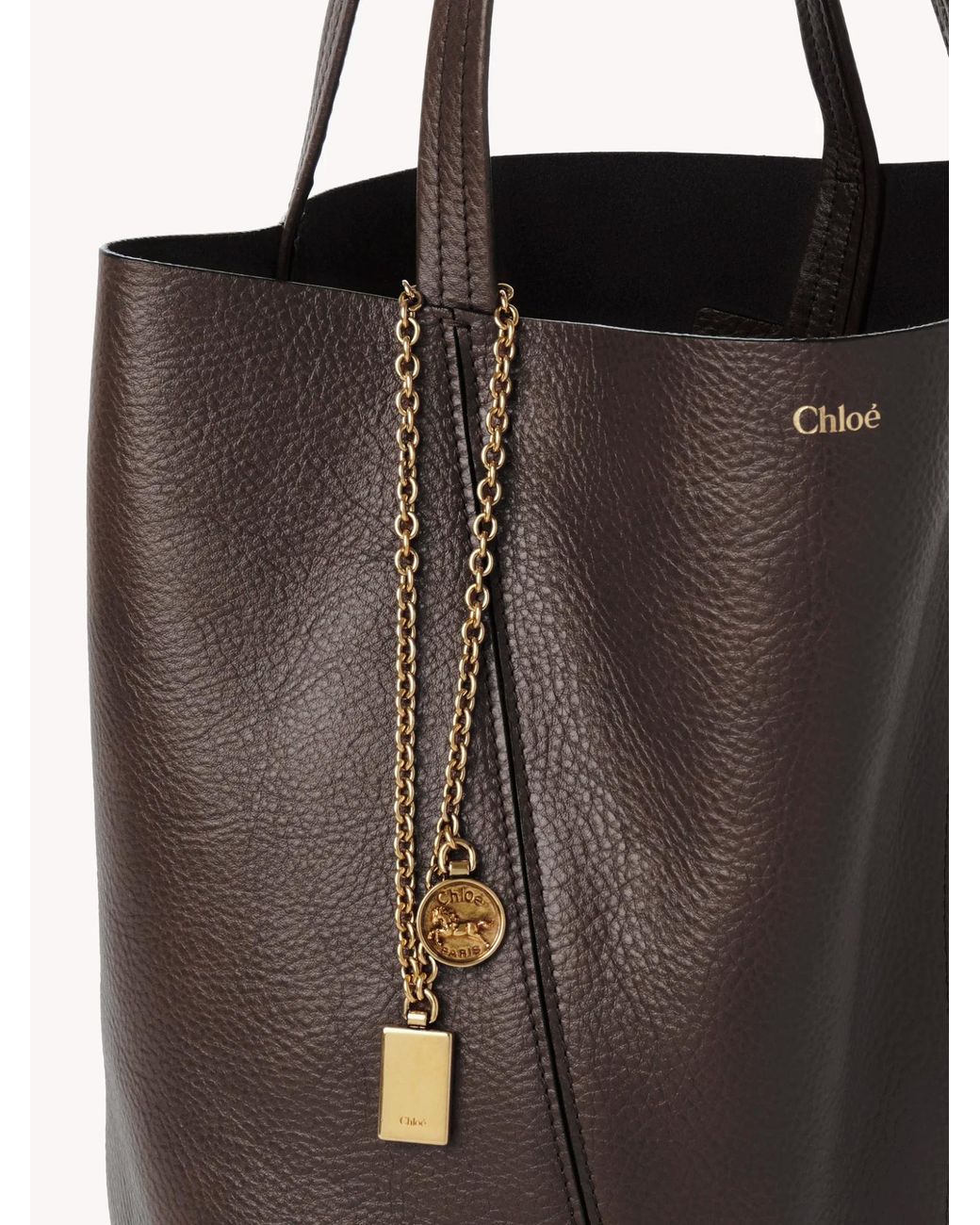 Chloé Black Chloé Spin Charm Detailed Tote Bag