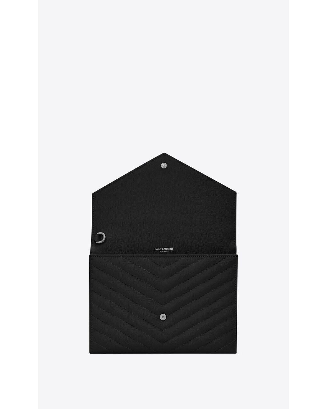 Saint Laurent Black Logo-Plaque Chevron-Quilt Clutch Bag