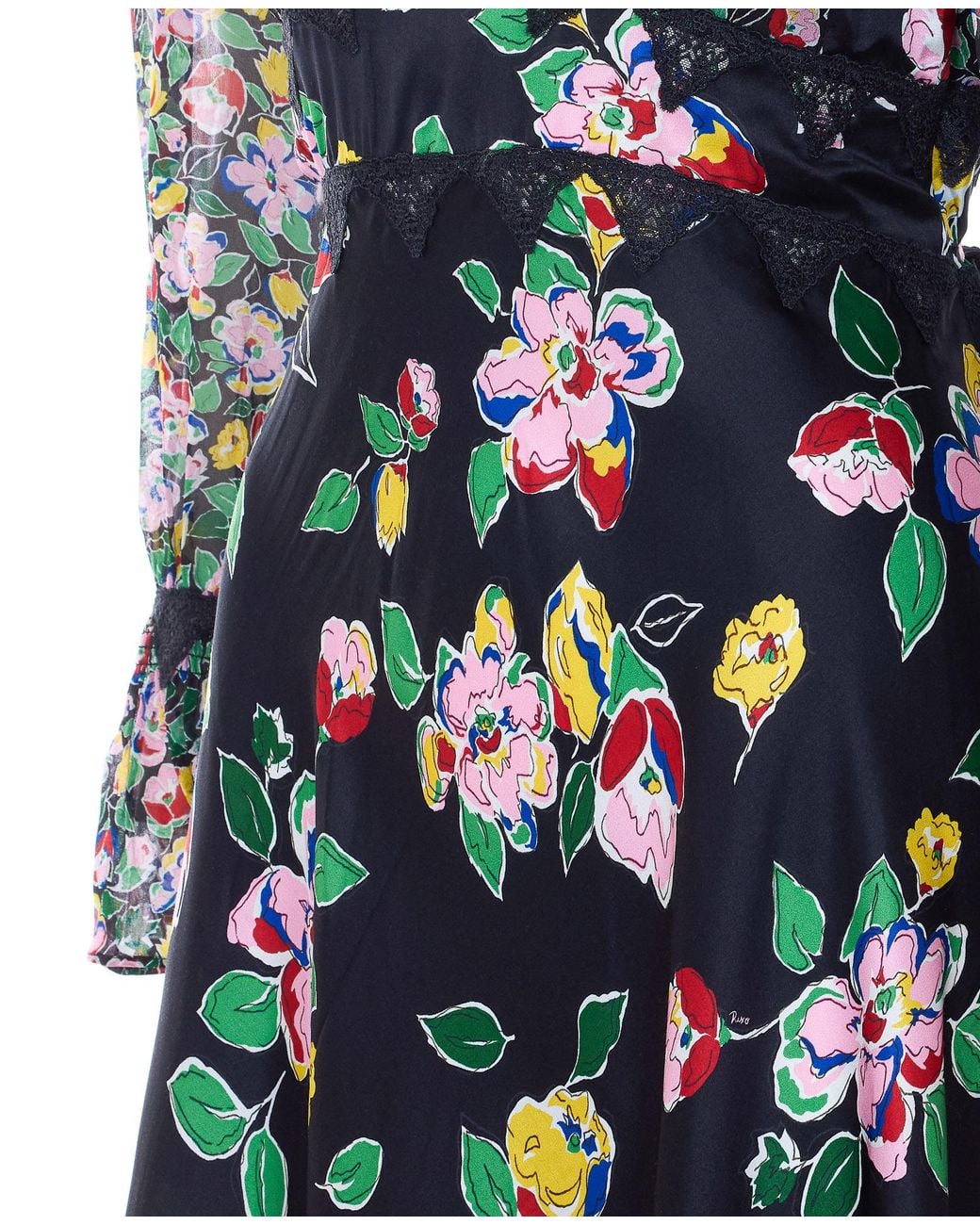 Rixo Black Long Sleeve Floral Dress