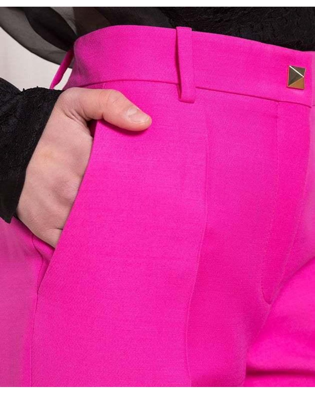 Valentino Pink Straight Leg Tailored Pants