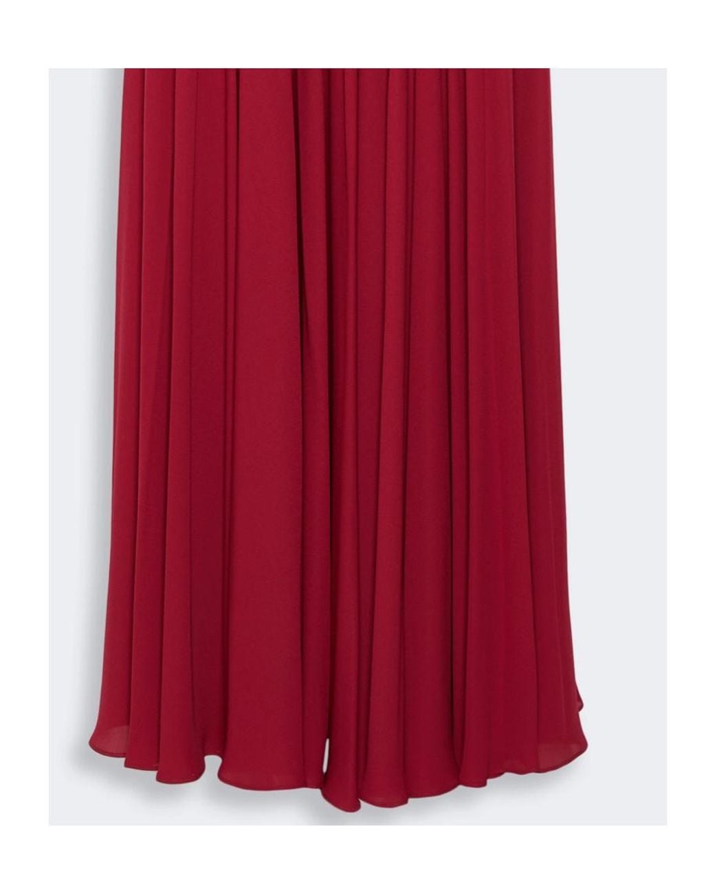 Max Mara Red Belted-Waist Pleated Maxi Dress