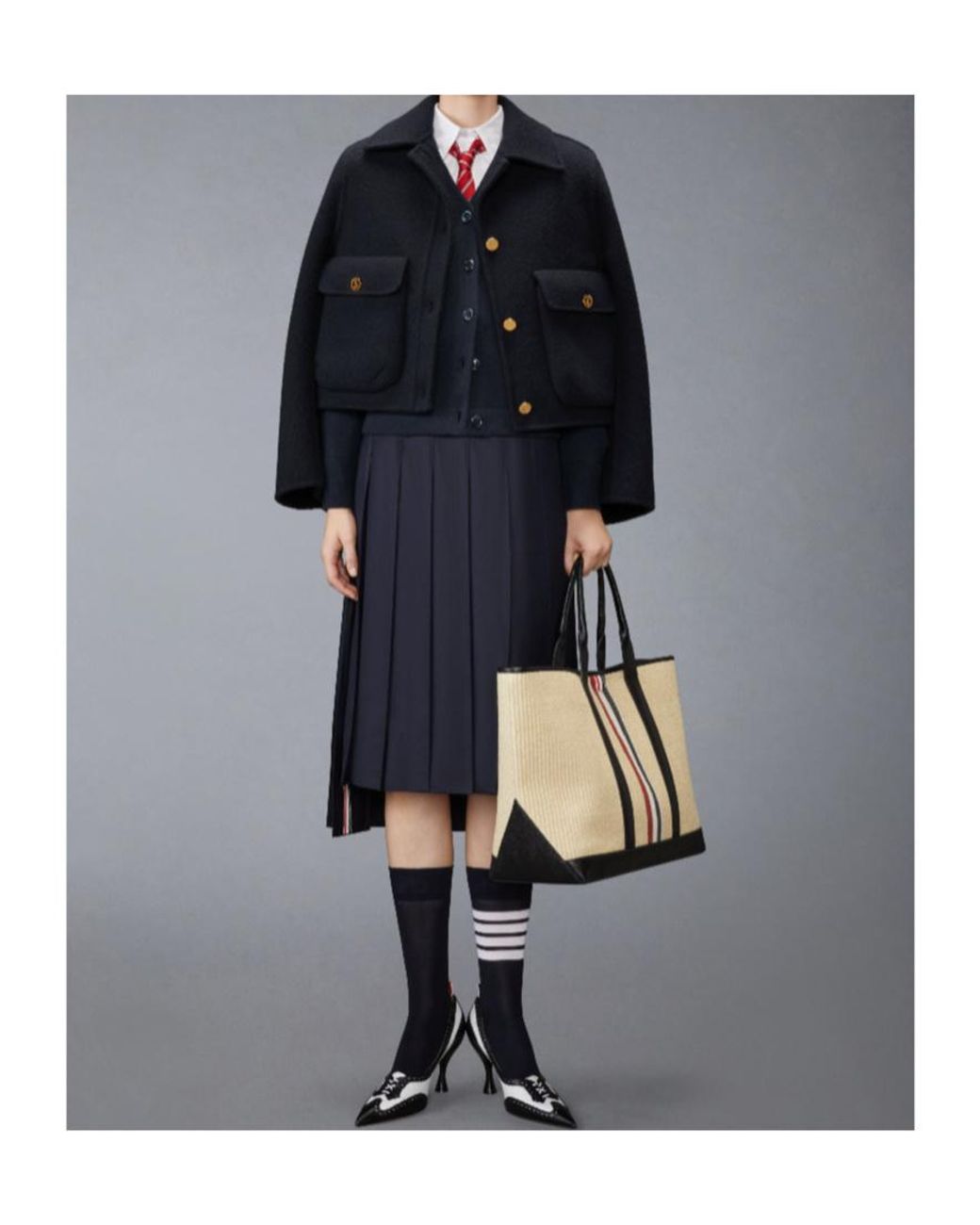 Thom Browne Blue Bell Sleeved Cropped Jacket