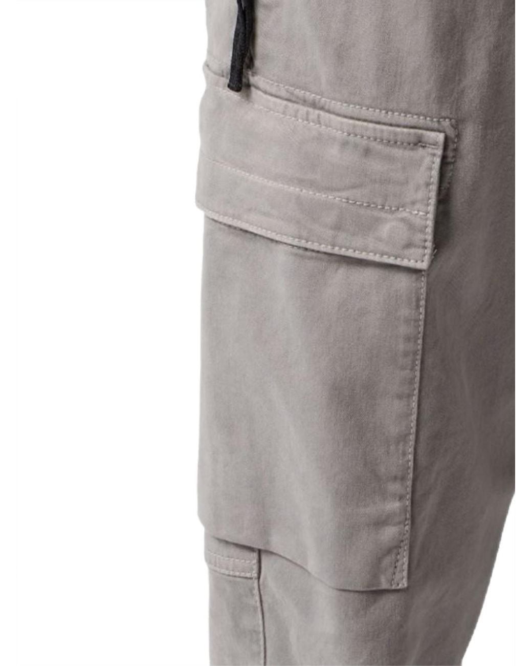 Stone Island Gray Logo Patch Straight-Leg Trousers for men