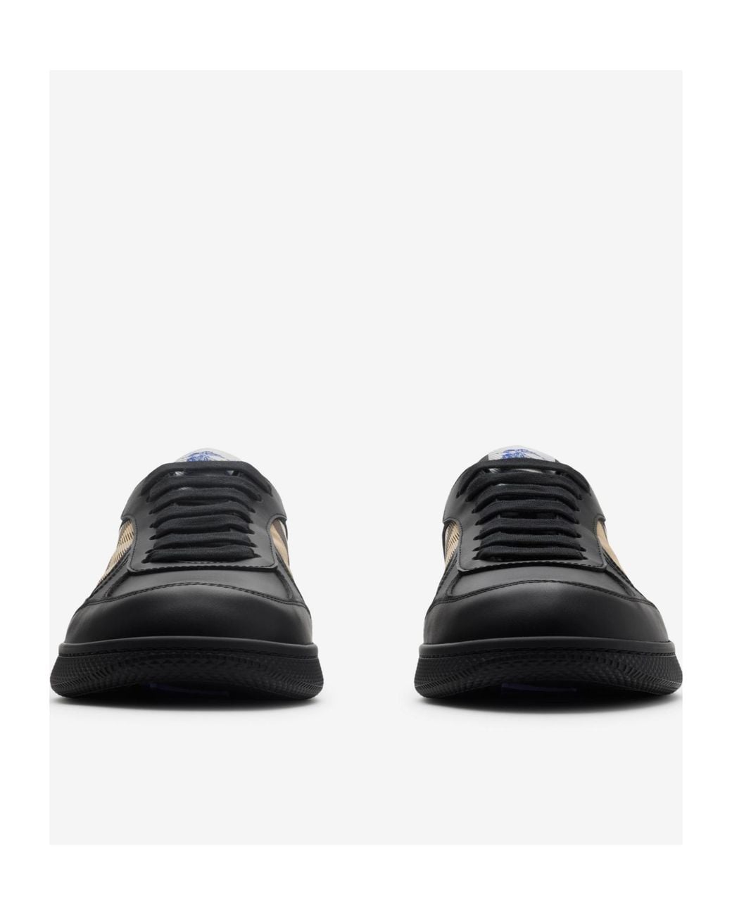 Burberry Black Apos;S Terrace Leather And Check Low-Top Sneakers for men