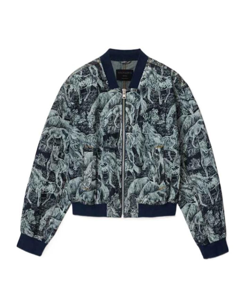 AllSaints Blue Kaytra Printed Denim Bomber