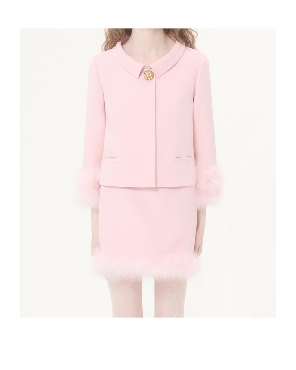 Valentino Pink Crepe Couture Jacket With Feathers