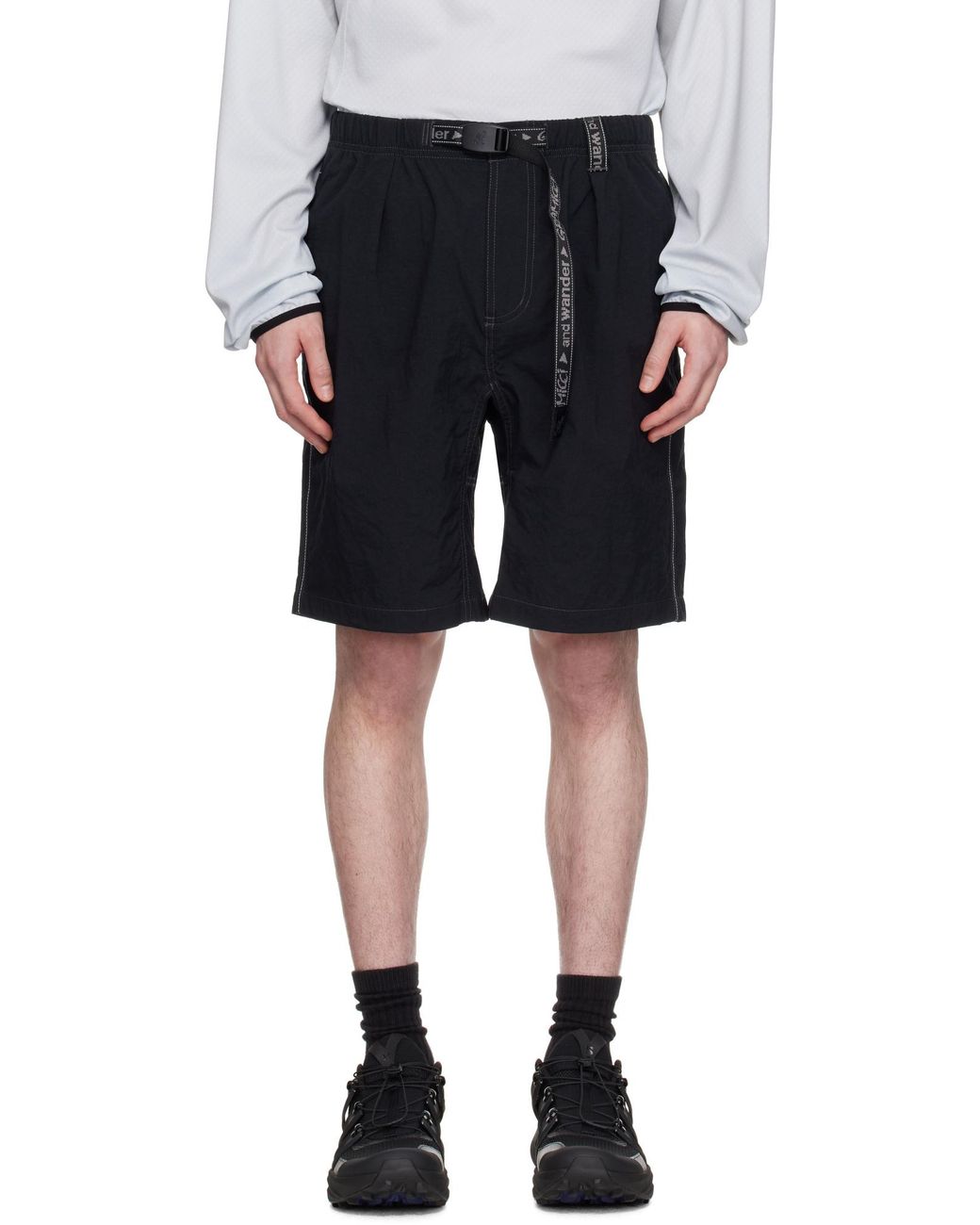 And Wander Black X Gramicci Nylon G Shorts for men