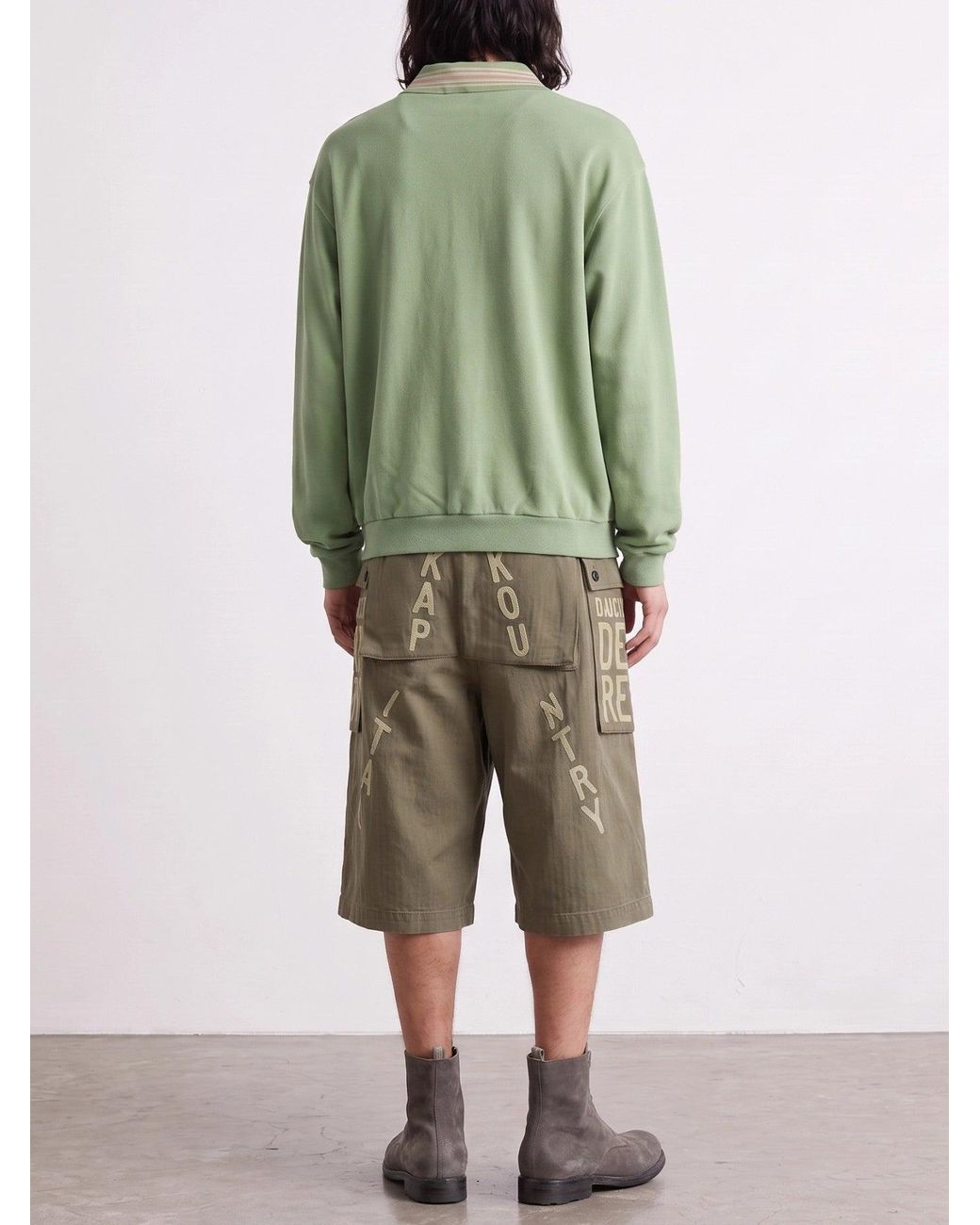 Kapital Green Long-Sleeved Polo Shirt With A Collar for men