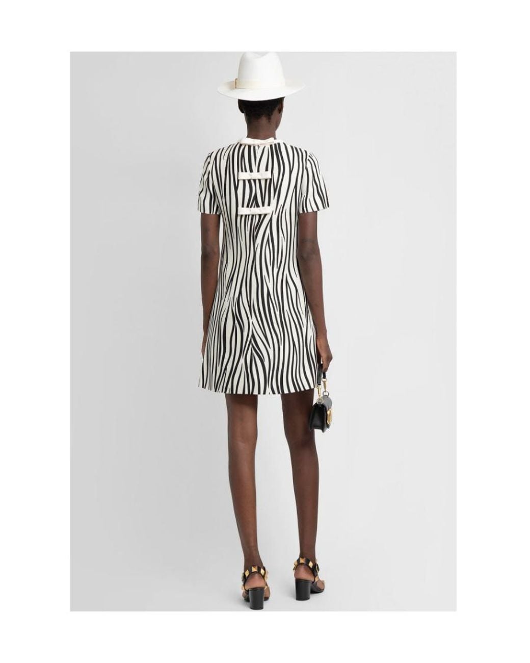 Valentino White Zebra-Print Mini Dress