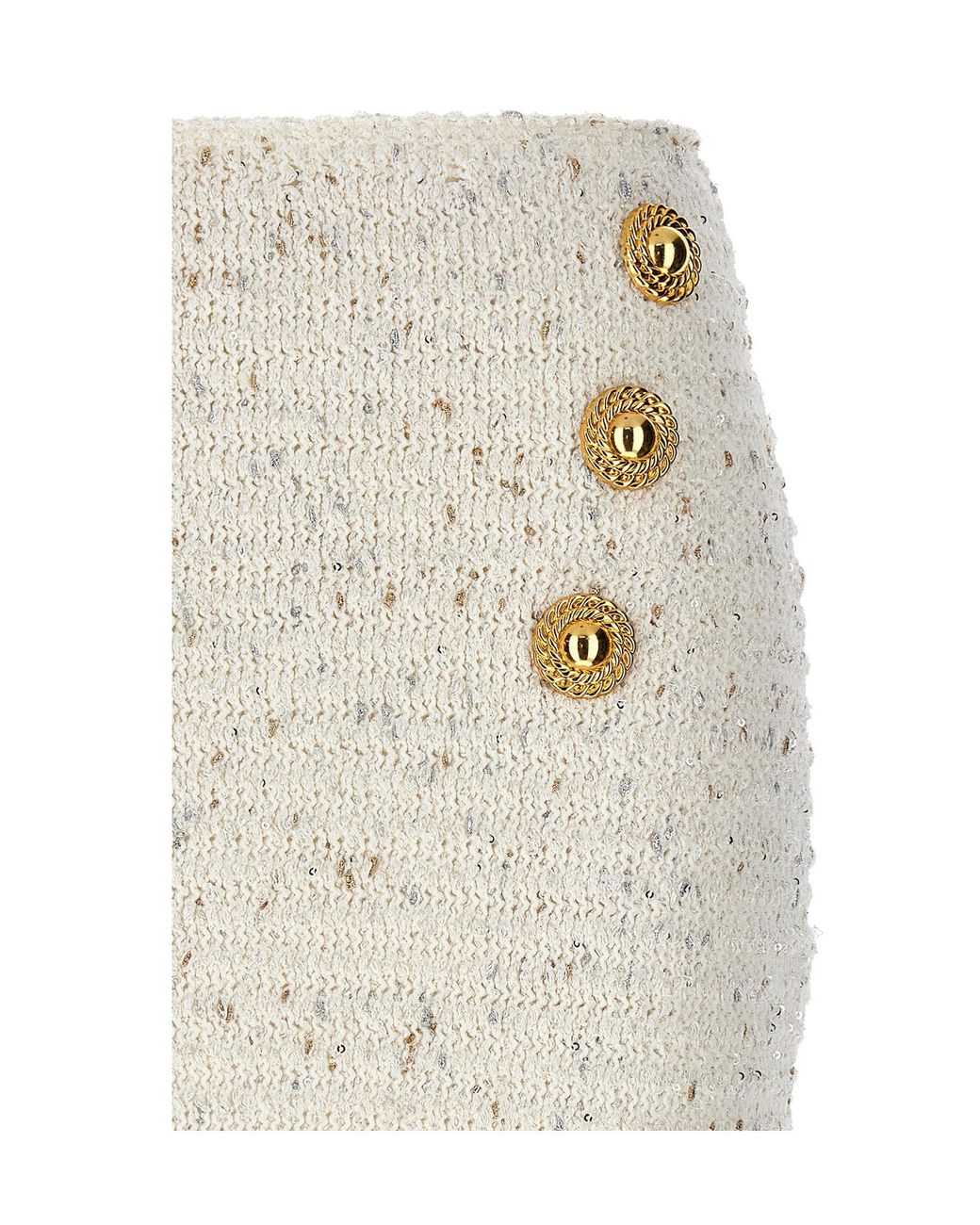 Balmain White Tweed Fringed Mini Skirt