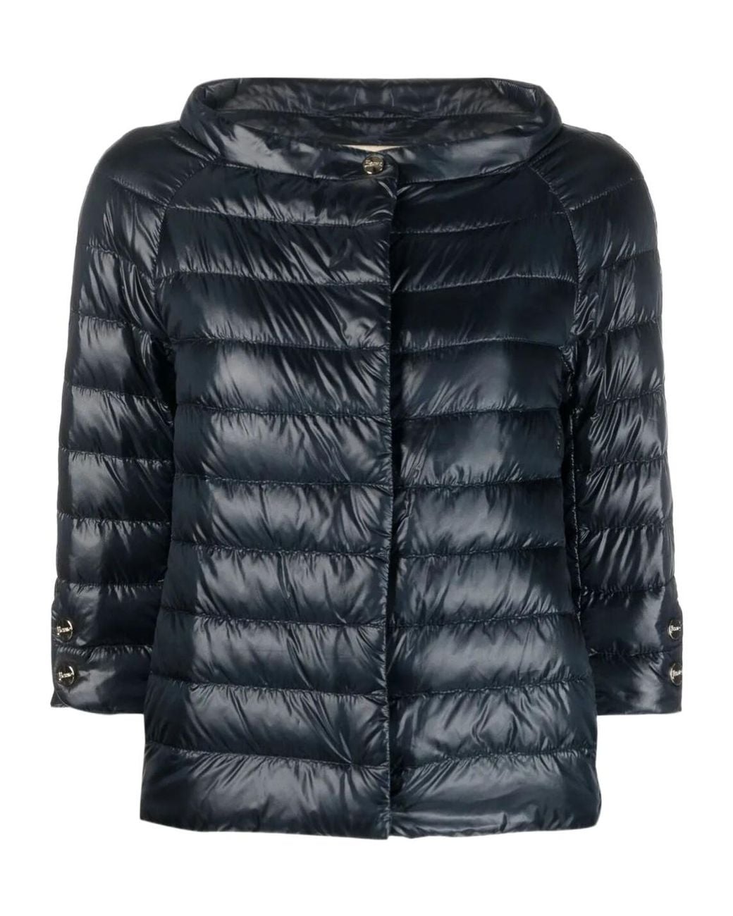 Herno Black Collarless Quilted Jacket