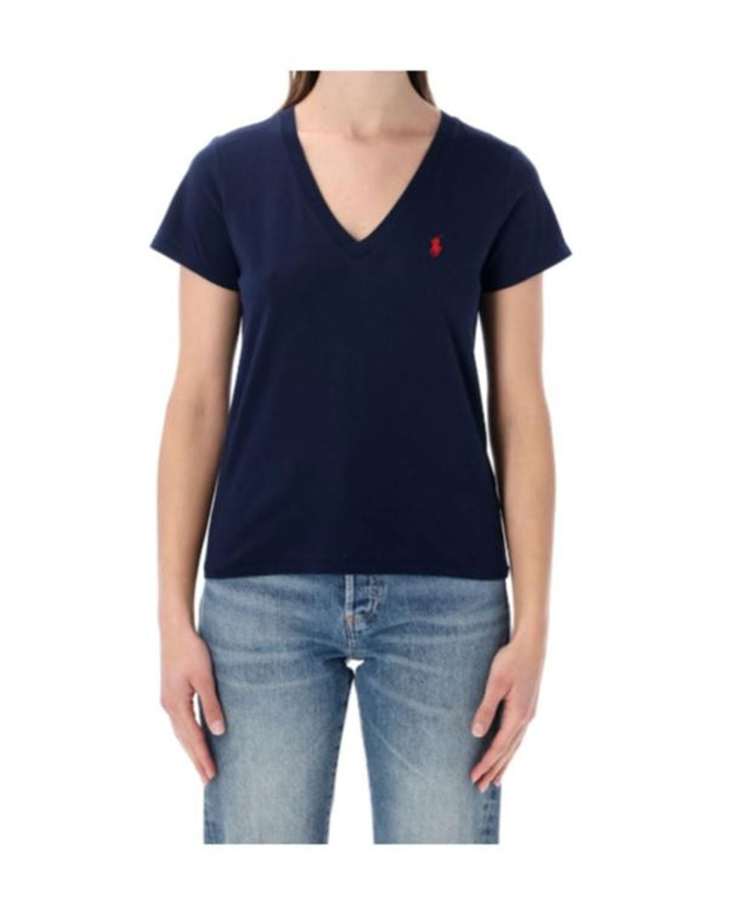Polo Ralph Lauren Blue Logo Embroidered V-Neck T-Shirt