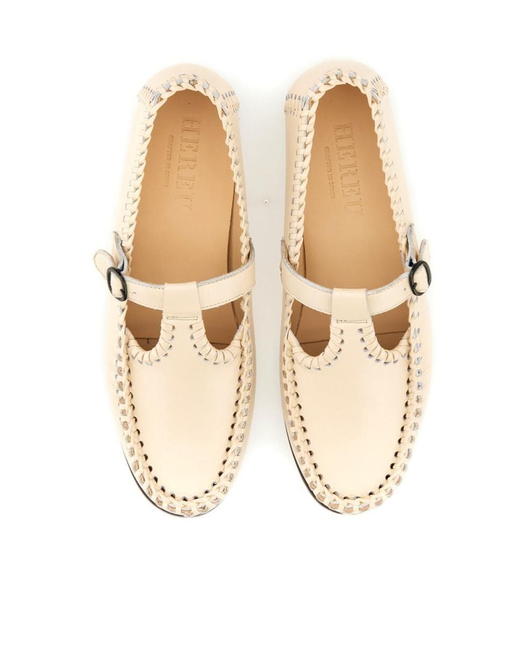 Hereu Natural Alcover T-Bar Strap Moccasins
