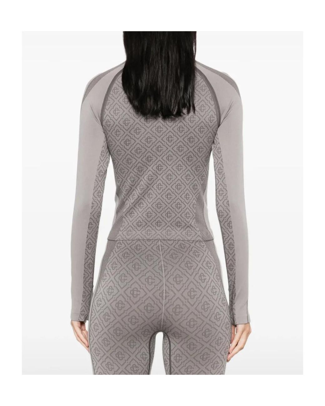 Casablanca Gray Monogram Half-Zip Performance Top