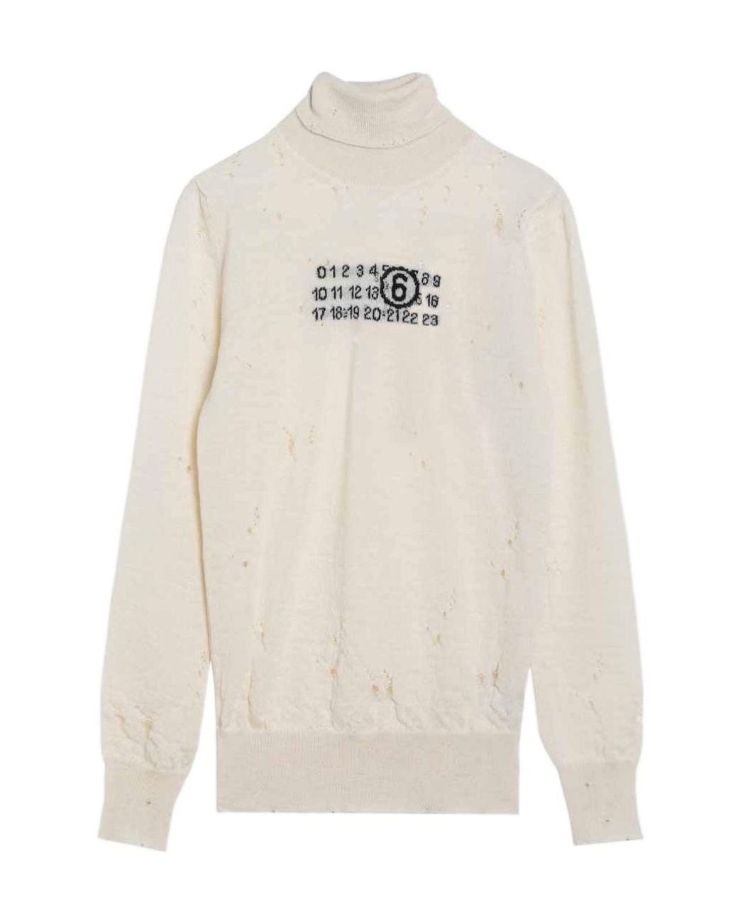 MM6 by Maison Margiela Blue Numbers-Motif Distressed Jumper