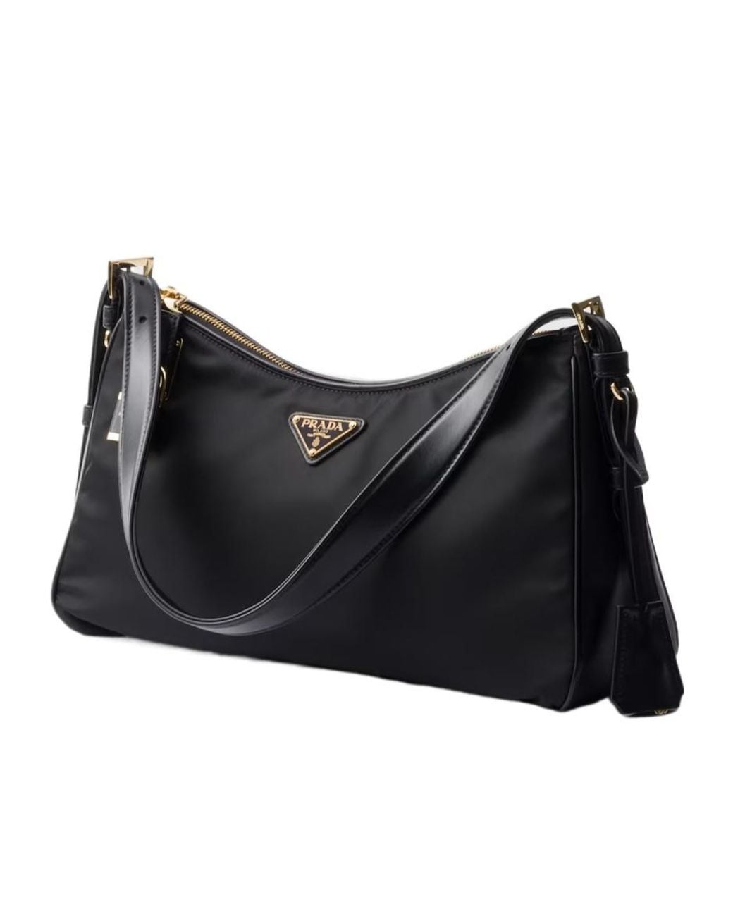 Prada Blue Logo Plaque Padlock-Detailed Shoulder Bag