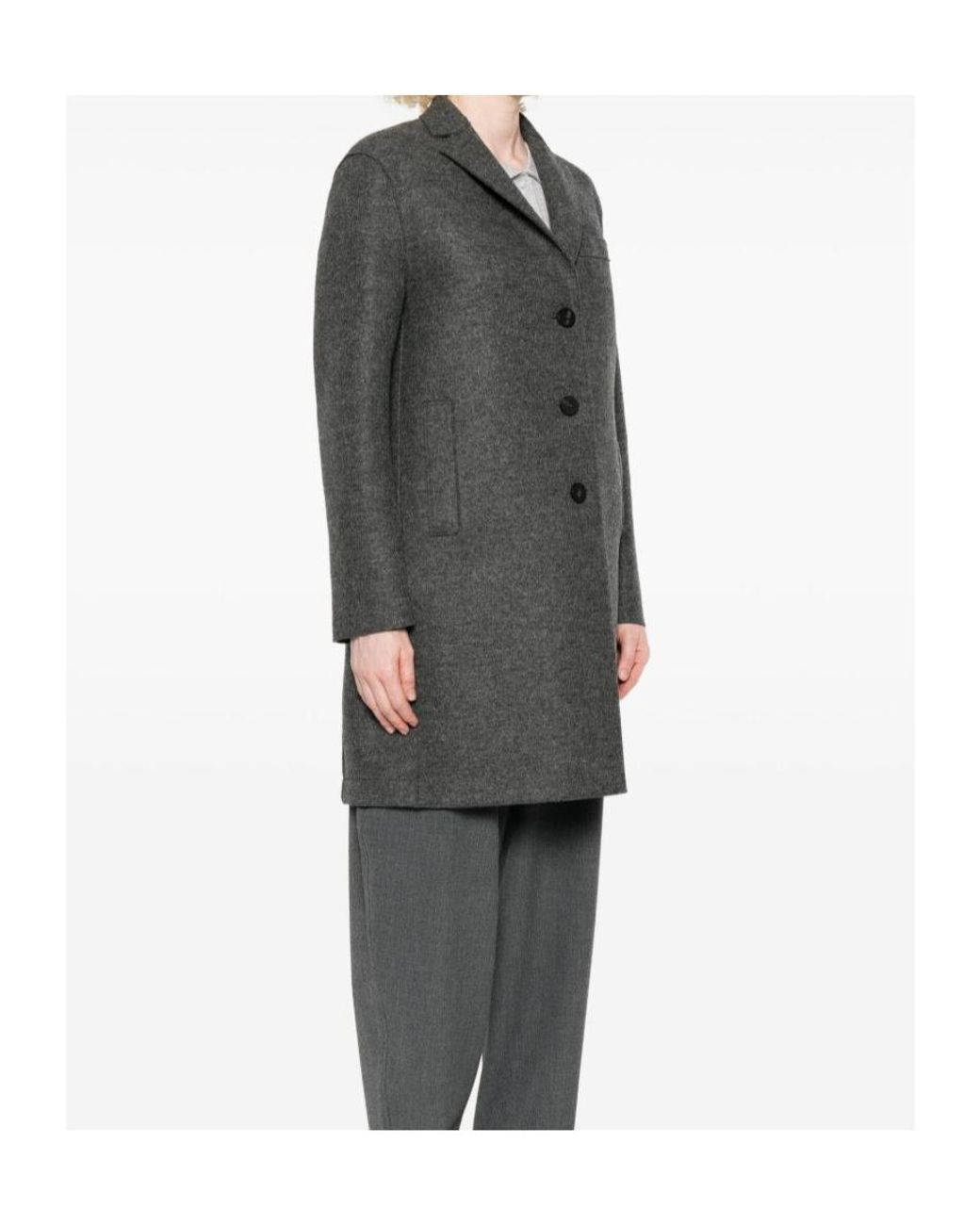 Harris Wharf London Blue Button-Fastening Wool Coat