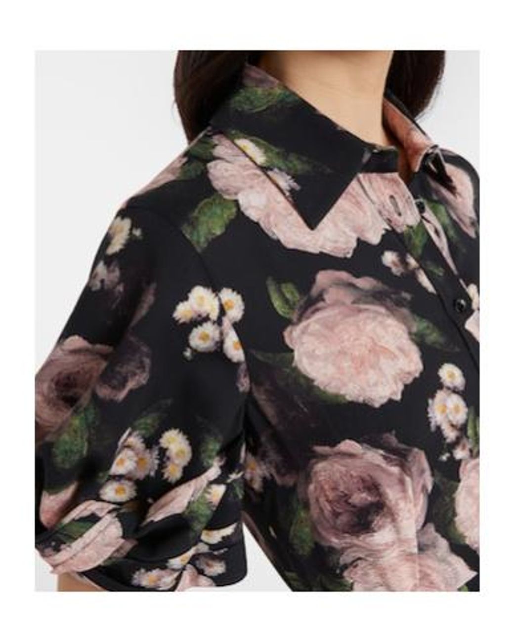 Erdem Black Floral Belted Shirt Dress