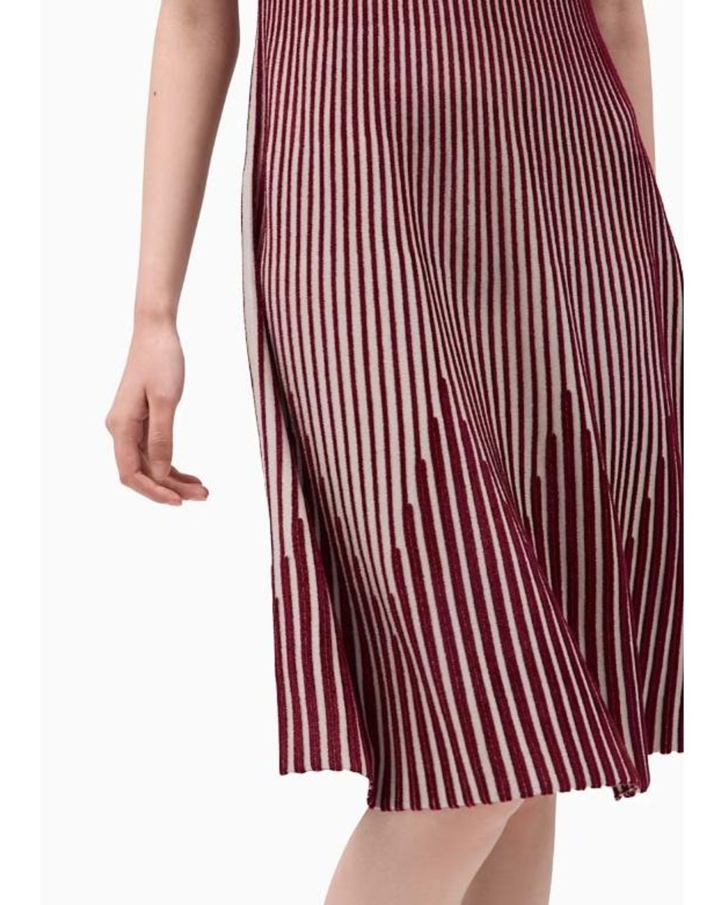 Emporio Armani Brown Striped Short-Sleeve Midi Dress
