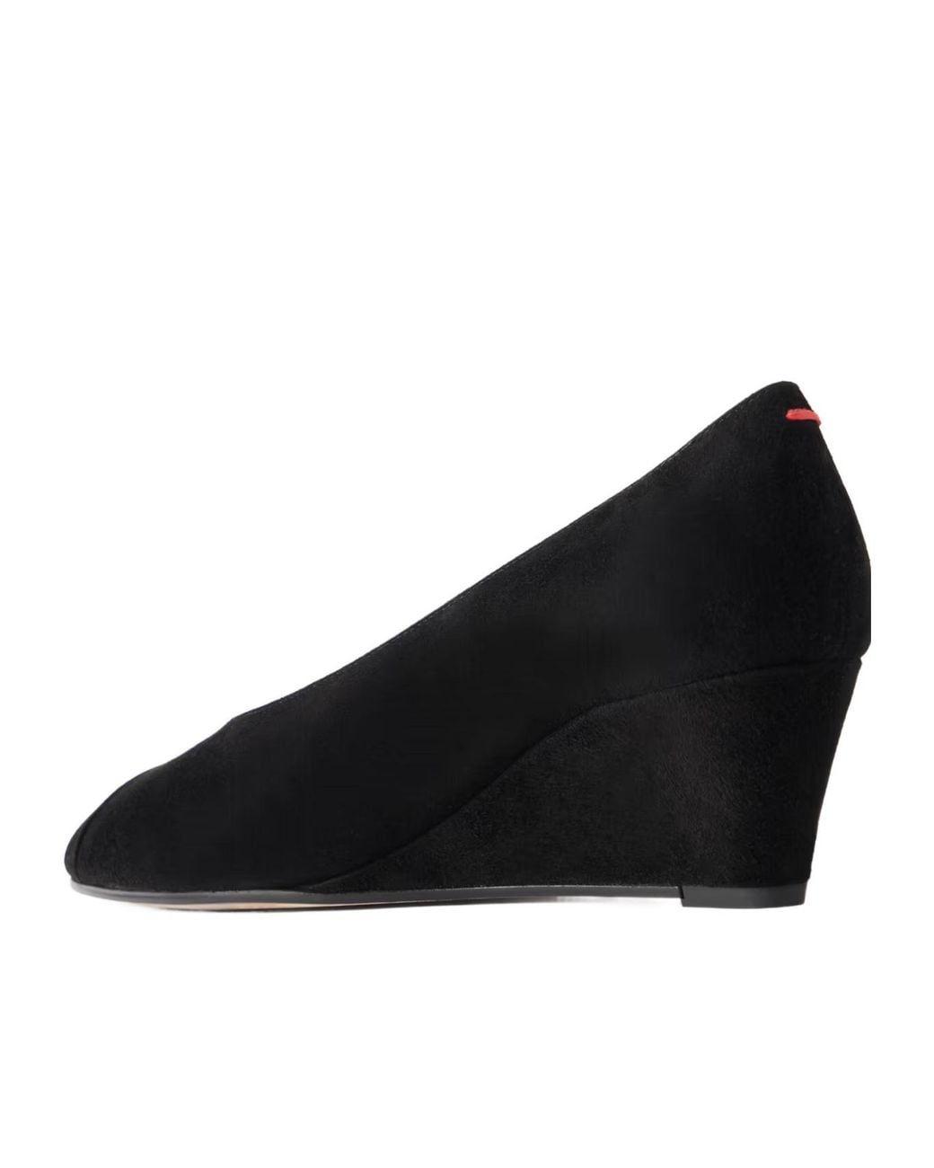 Aeyde Black Solid Wedge Suede Pumps