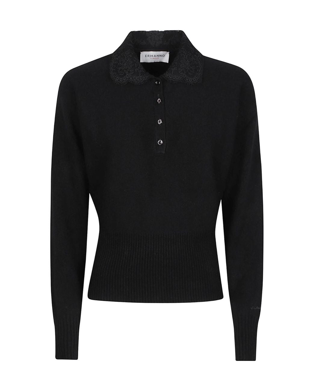 ERMANNO FIRENZE Black Button-Up Long-Sleeve Sweater
