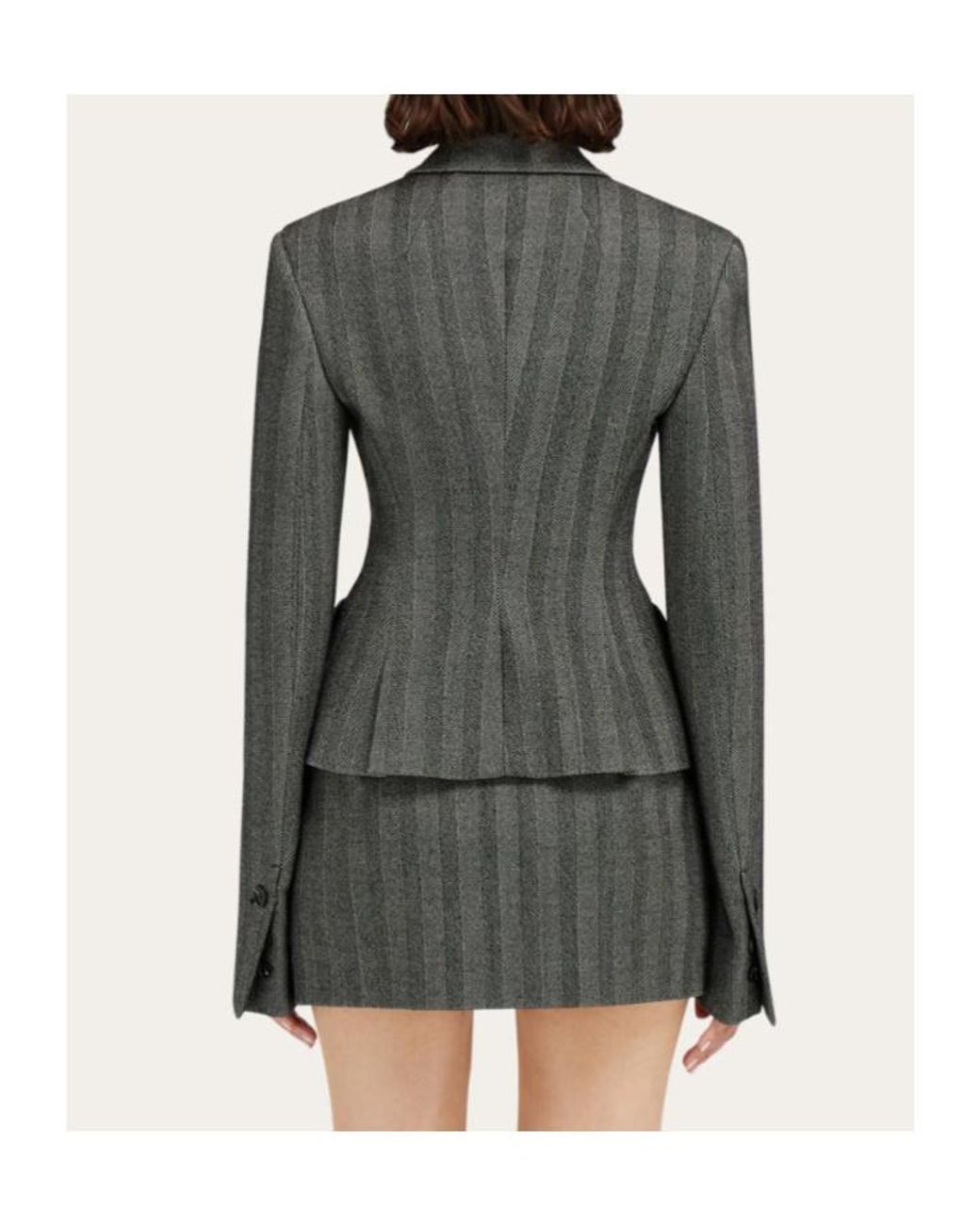 Ferragamo Black Ferragamo Chevron Single-Breasted Blazer