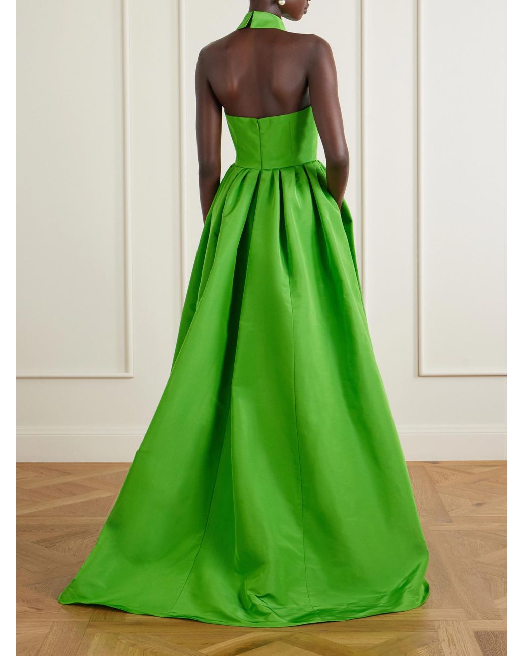 Carolina Herrera Green Silk-Faille Gown