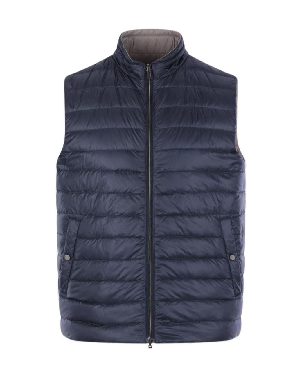 Herno Blue Zip-Up Reversible Gilet for men