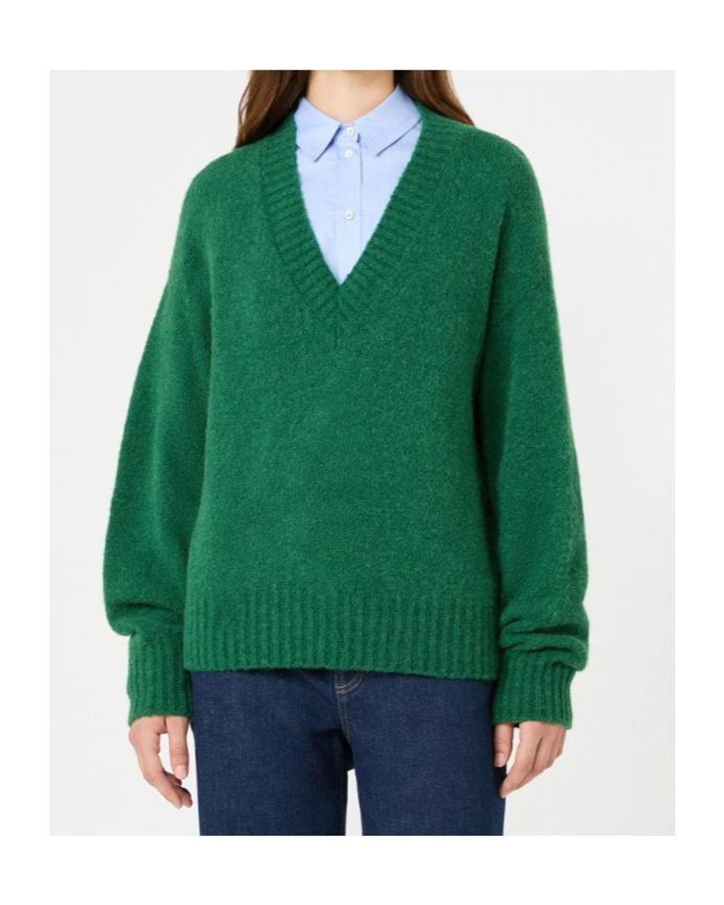 Weekend by Maxmara Green Visita V-Neck Knitted Sweater