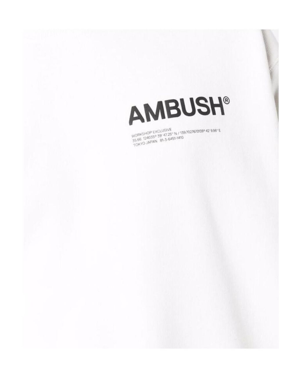 Ambush White Fleece Workshop Logo-Print Sweatshirt for men