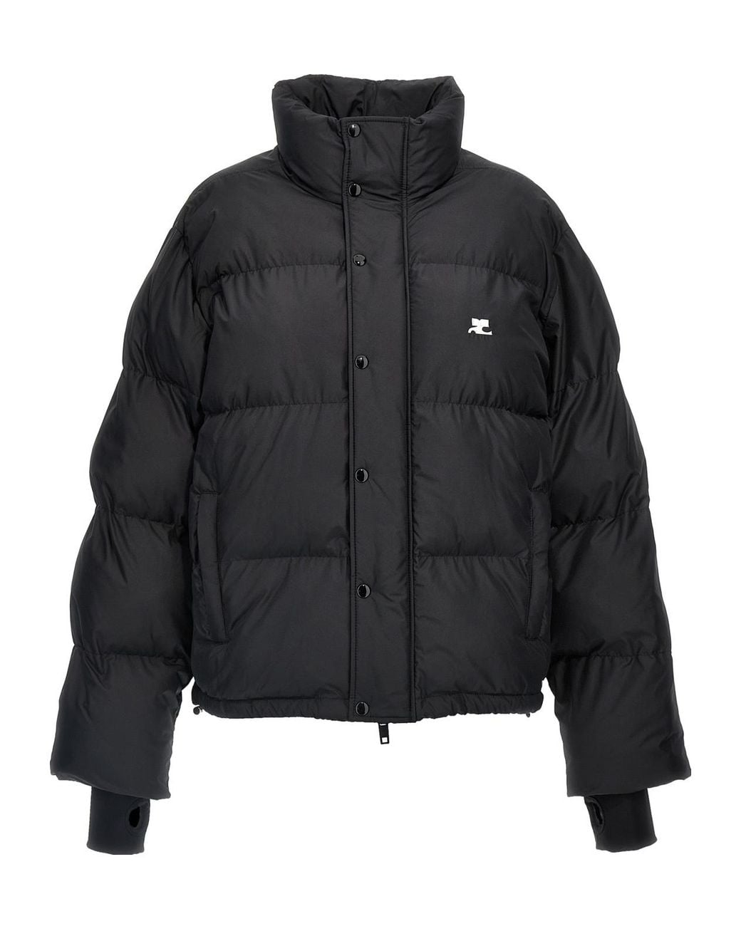 Courreges Gray Courrèges Logo Embroidered Puffer Jacket for men