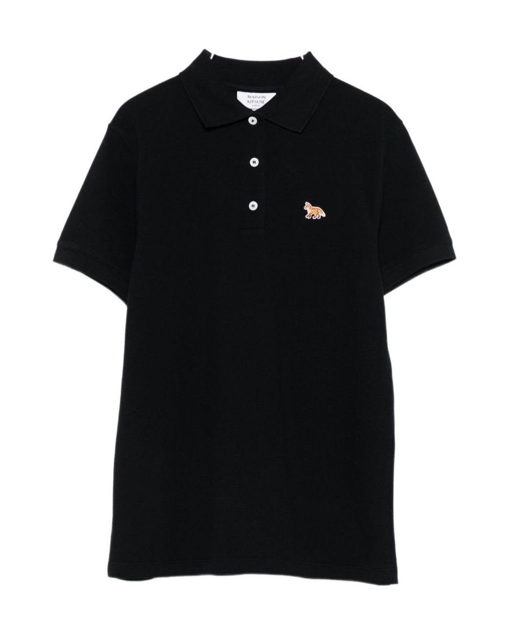 Maison Kitsuné Black Maison Kitsuné Short Sleeve Fox-Embroidered Polo Shirt