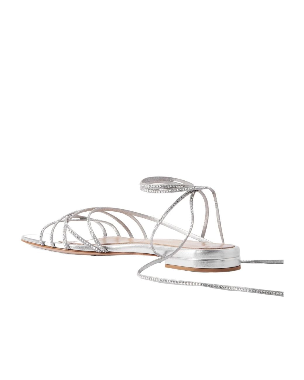 Gianvito Rossi White Crystal-Embellished Metallic Leather Sandals