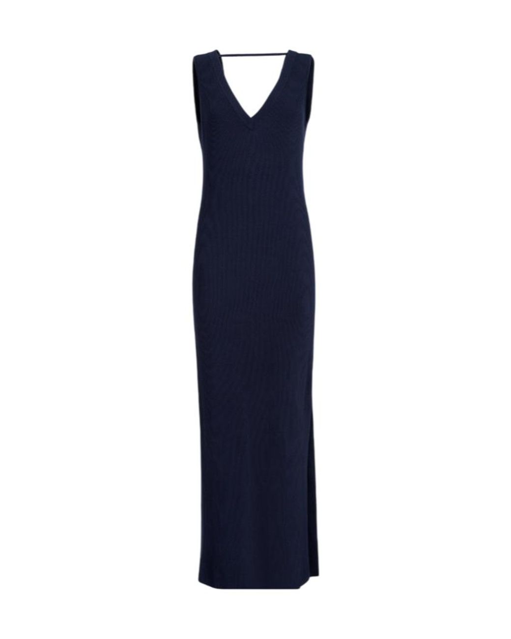 Brunello Cucinelli Blue Cotton Rib Knit Dress With Precious Strap