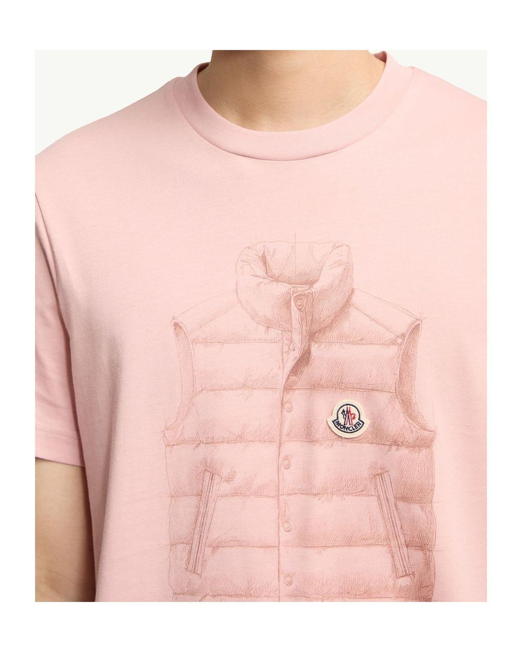 Moncler Pink Padded Gilet Print T-Shirt for men