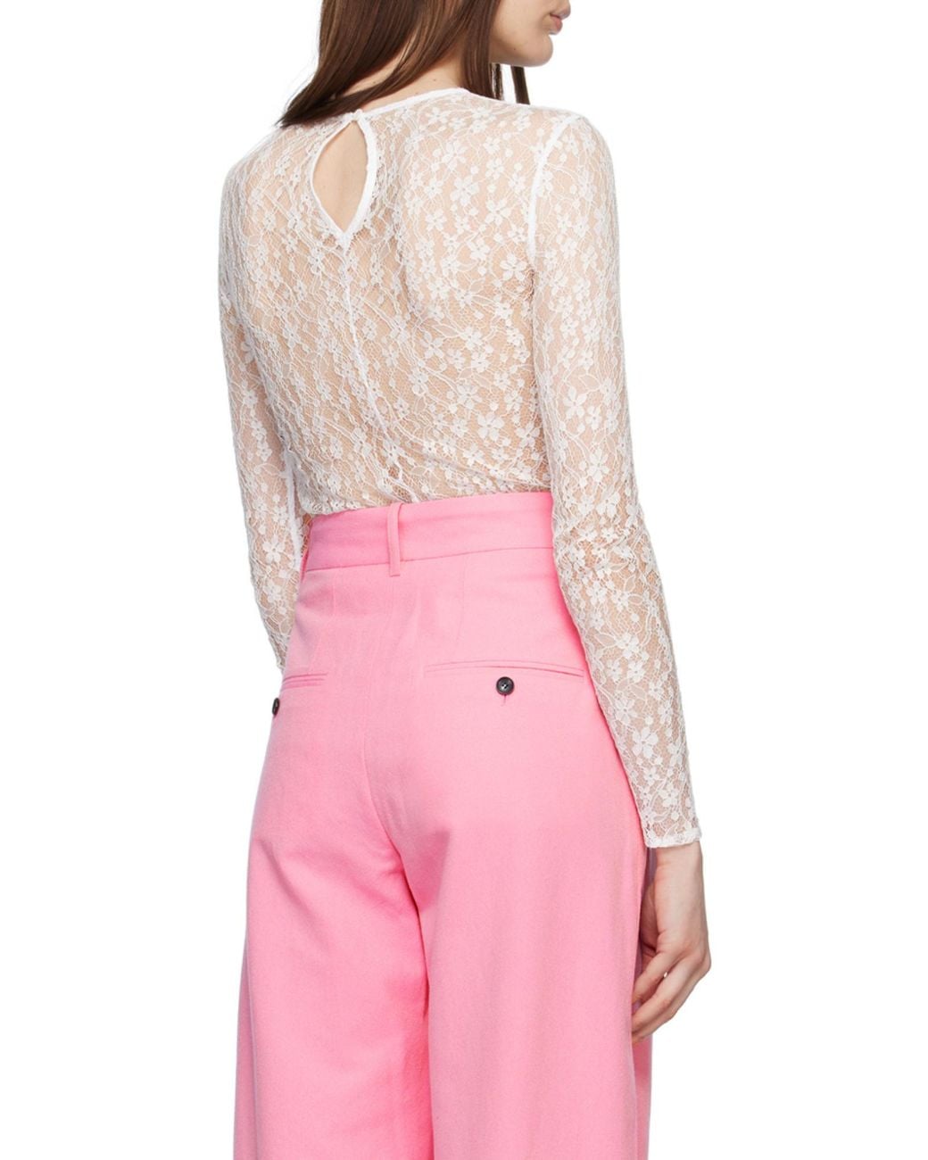Isabel Marant White Toyela Lace Crewneck Top
