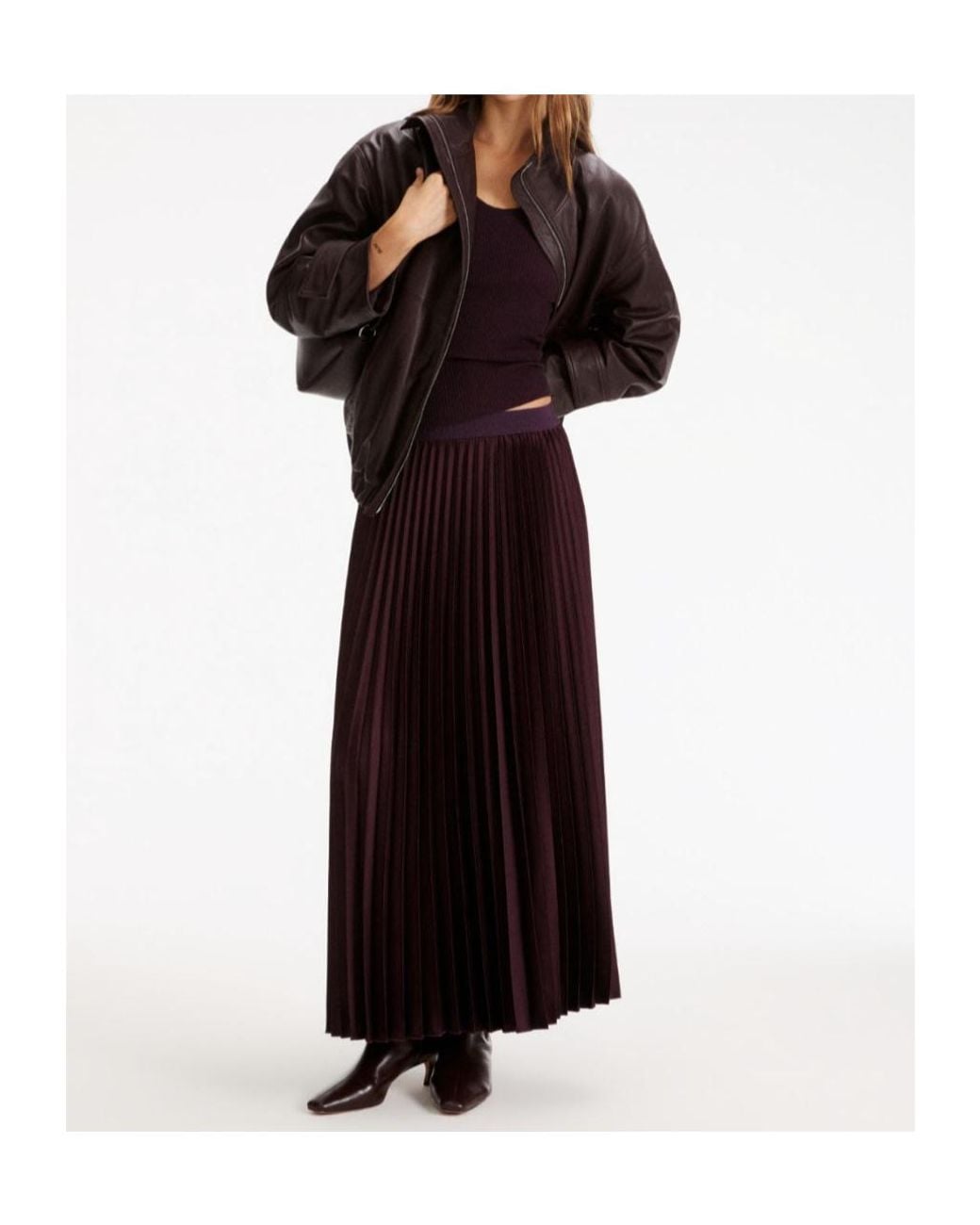 Marella Black Pleated Satin Skirt
