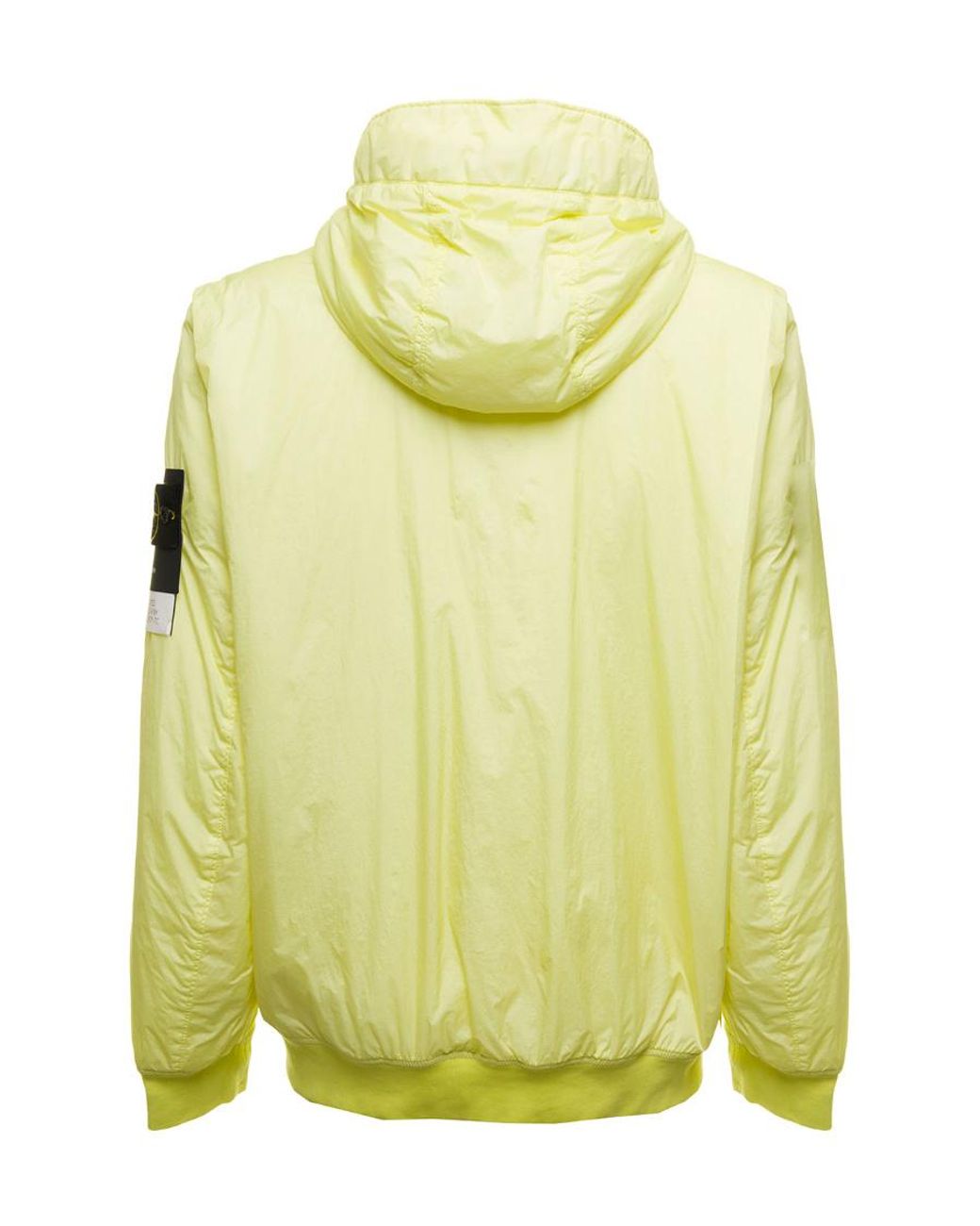 Stone Island Yellow Zip-Up Hooded Windbreaker Jacket for men