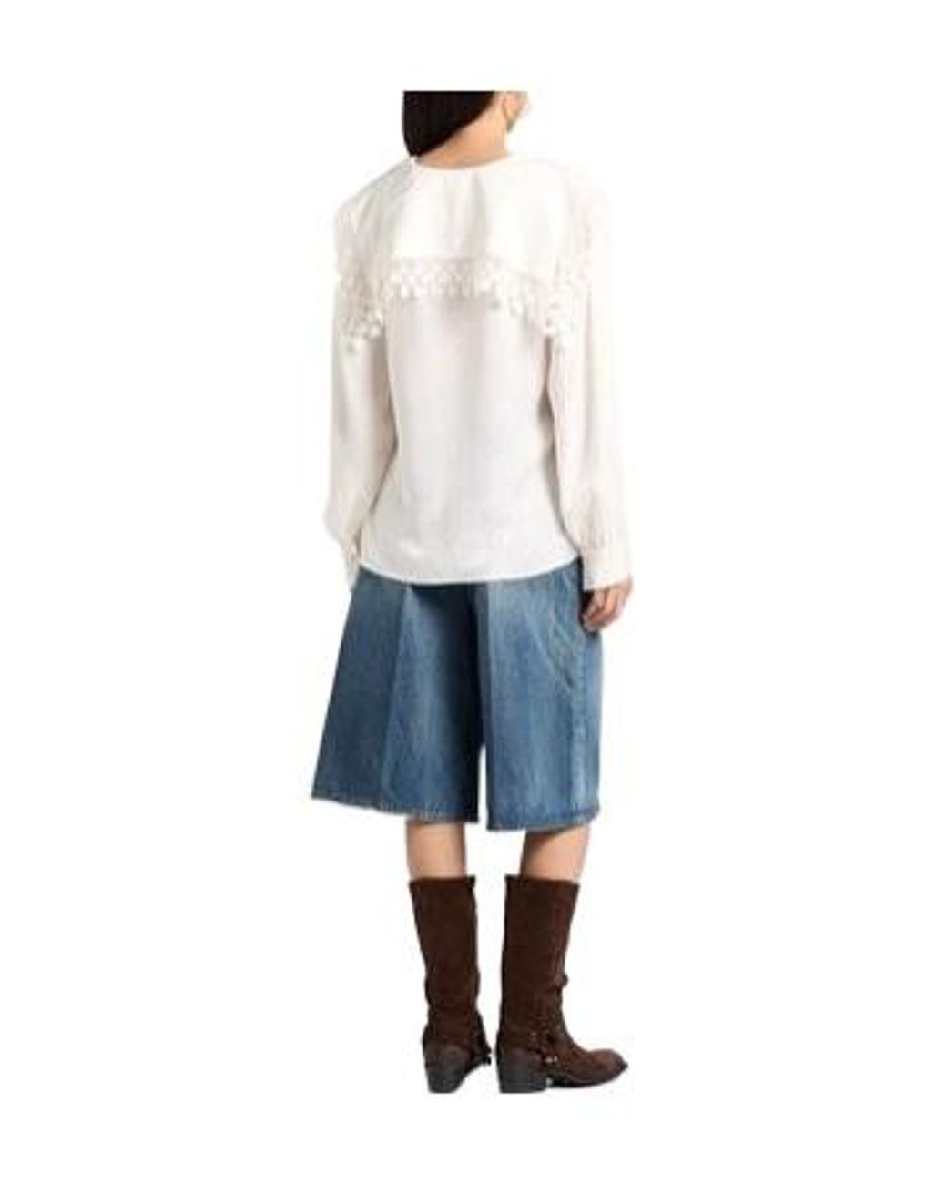 Chloé White Jacquard Long-Sleeve Blouse