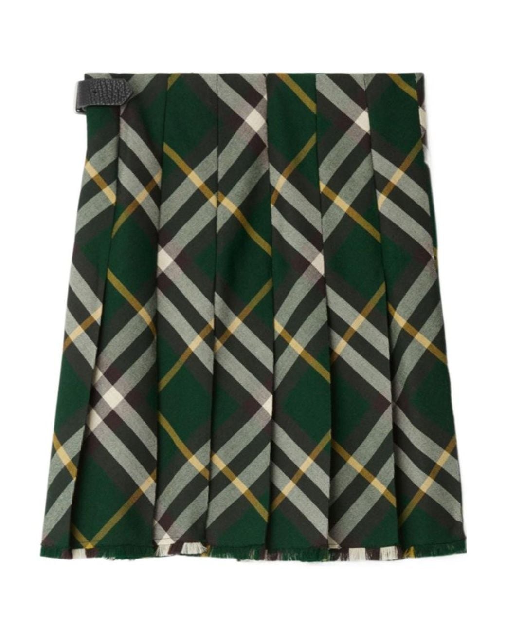 Burberry Green Check Printed Pleated Skirt