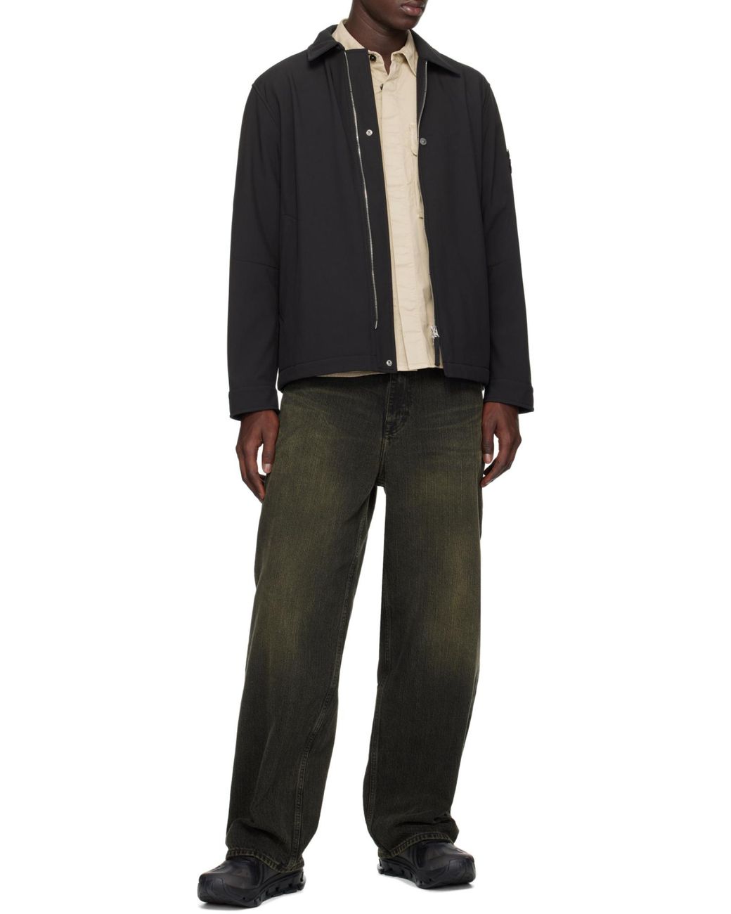 Stone Island Black Logo Patch Zip-Up Jacket for men