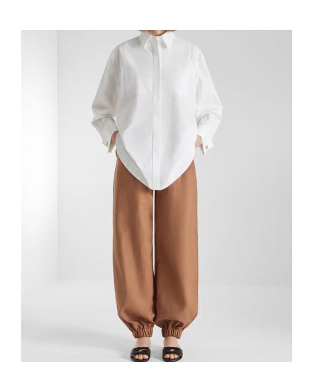 Fendi Brown Balloon-Waist Elasticated Cuffs Pants