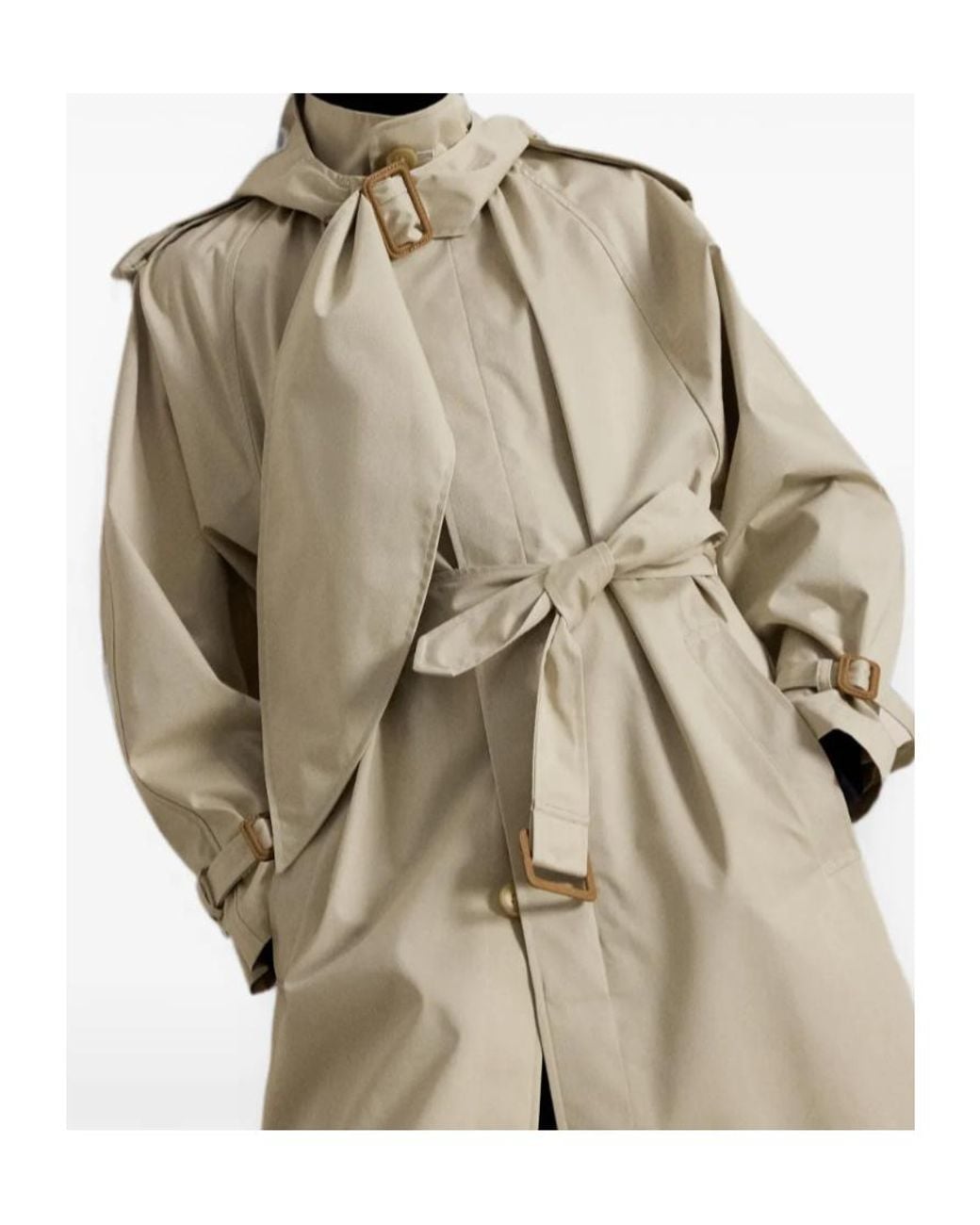 Polo Ralph Lauren Natural Buckled-Scarf A-Line Trench Coat