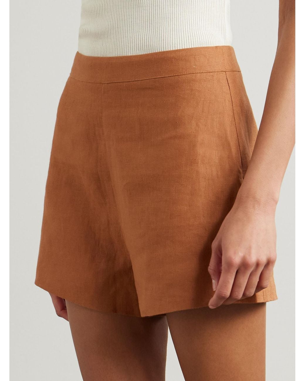 Posse Brown High-Waisted Linen Shorts