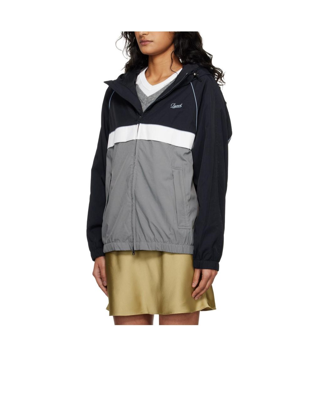 DUNST Blue Hooded Colourblock Windbreaker